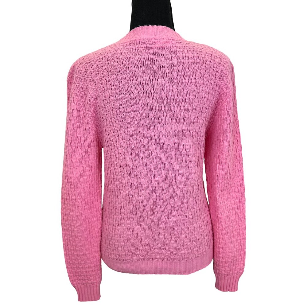 VINTAGE 70s-80s Pink Knit Pullover Sweater - Picture 5 of 8